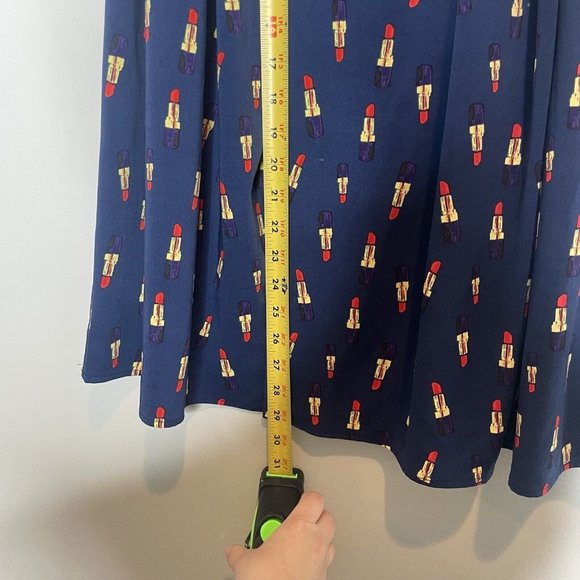 Eva Mendes Lipstick Novelty Print Midi Skirt Navy Size 8 - Picture 8 of 8